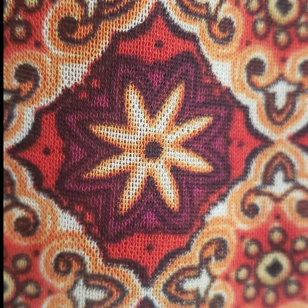 💐 VINTAGE 90's Boho Slip Skirt | Rust Orange Mustard Yellow Plum | MEDIUM - Picture 3 of 10